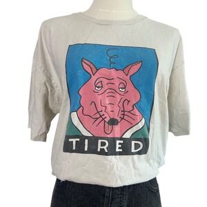 "tired" cartoon graphic tee